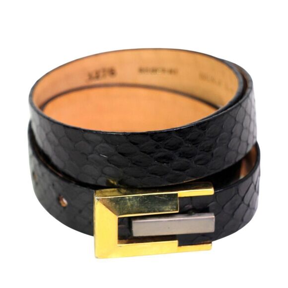 Serpent 3276 BLACK SNAKE SKIN LEATHER SKINNY DRESS WOMENS BELT Sz S 28\